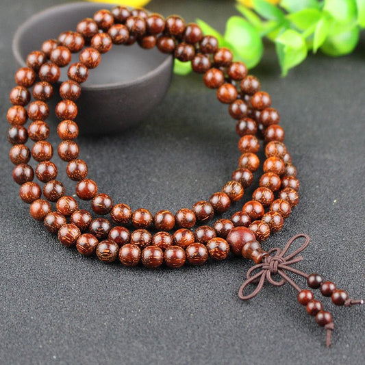 108 Indian Red Sandalwood Beads - Rudraksha Mala Jewelry