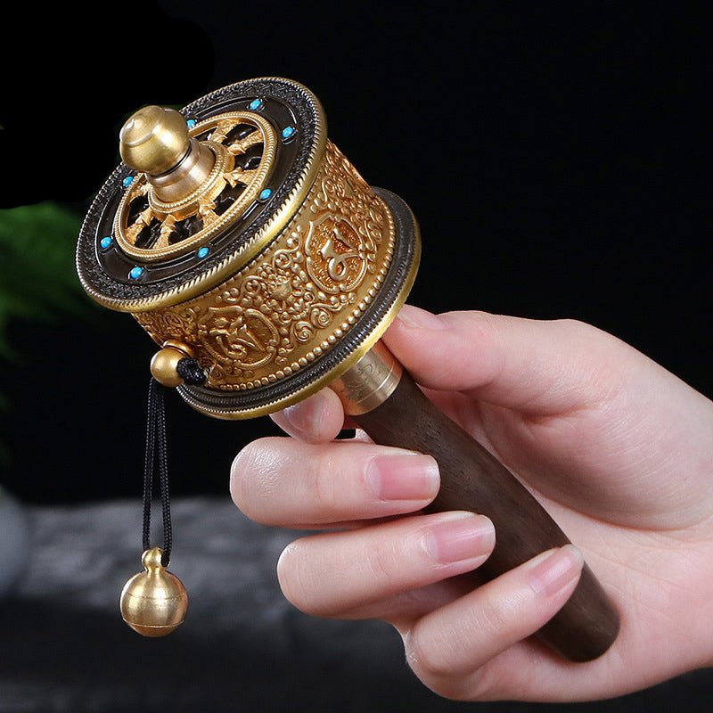2024 New Brass Tibetan Prayer Wheel - Rudraksha Mala Jewelry