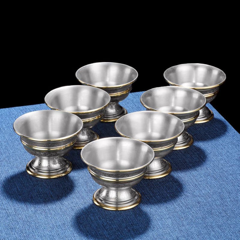 2024 New Bronze Eight Auspicious Offering Bowls - Rudraksha Mala Jewelry