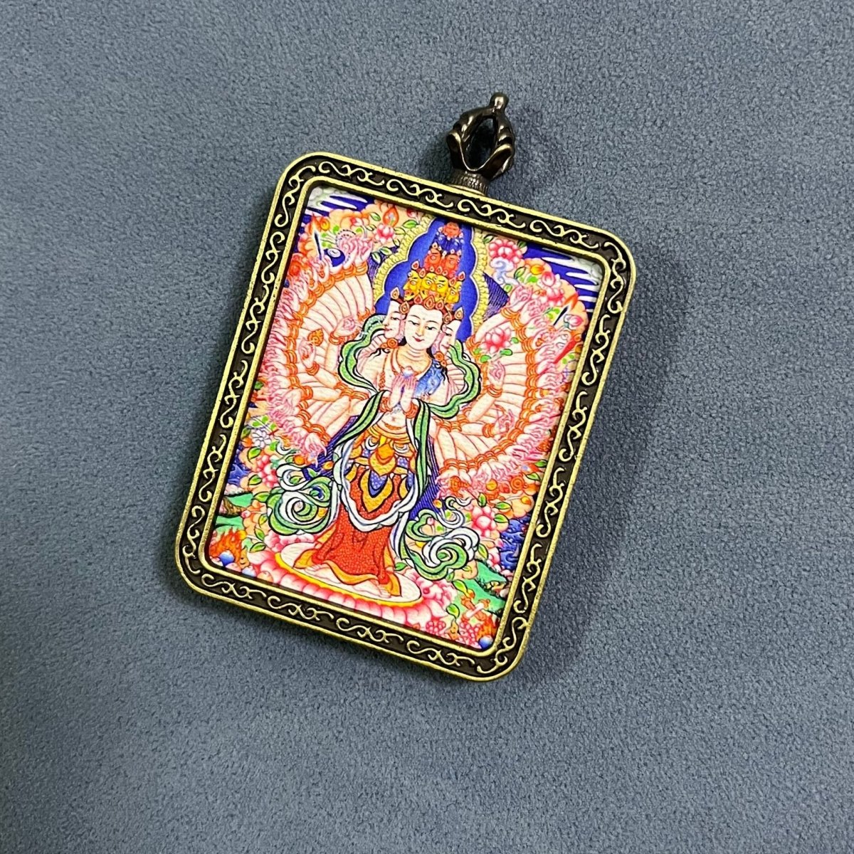 2024 New Hand Drawn Green Tara Thangka Pendant - Rudraksha Mala Jewelry