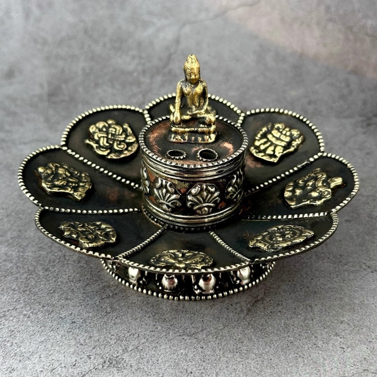 2024 New Nepal Eight Auspicious Brass Incense Burner - Rudraksha Mala Jewelry