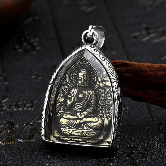 2024 New Stainless Steel Mens Buddha Necklace - Rudraksha Mala Jewelry