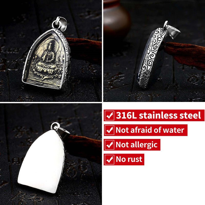 2024 New Stainless Steel Mens Buddha Necklace - Rudraksha Mala Jewelry