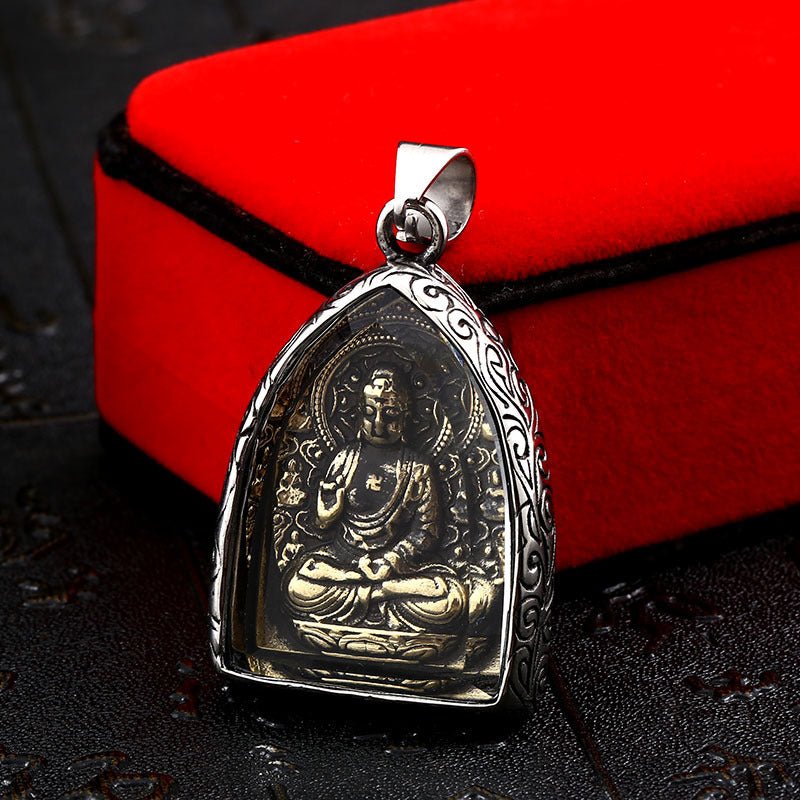 2024 New Stainless Steel Mens Buddha Necklace - Rudraksha Mala Jewelry