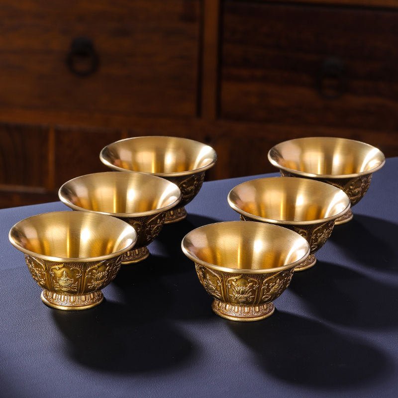 2024 New Tibetan Handmade Full Brass Offering Bowls - Rudraksha Mala Jewelry
