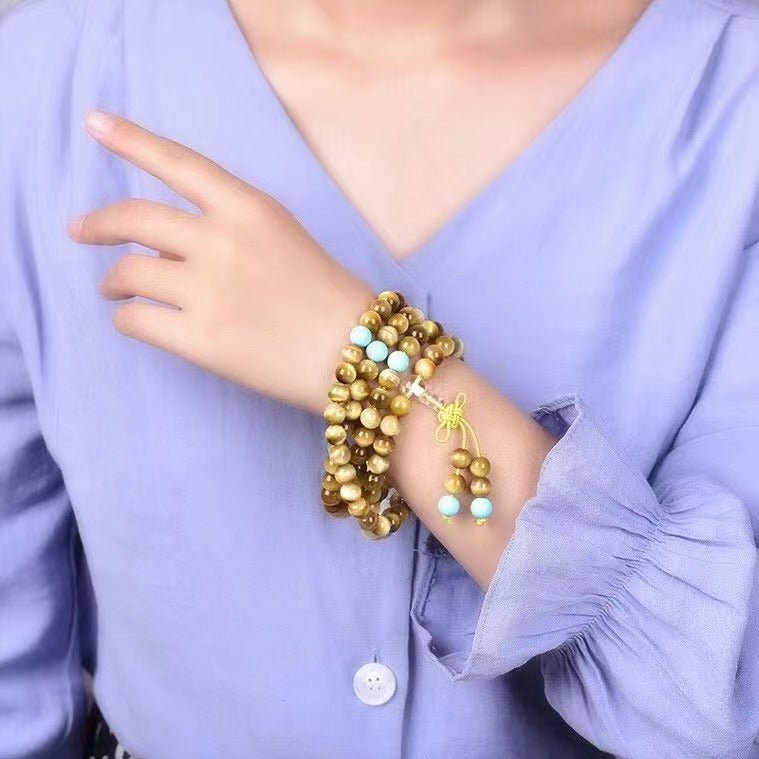 2024 New Tigers Eye Mala Beads - Rudraksha Mala Jewelry