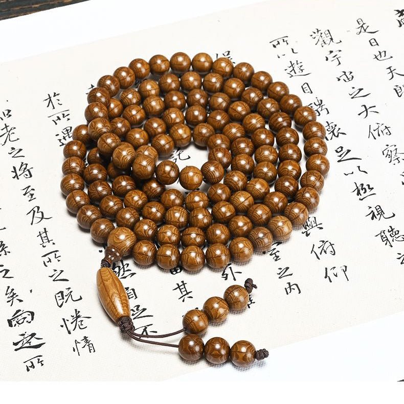 Abelia Biflora Buddhist Prayer Beads Necklace - Rudraksha Mala Jewelry