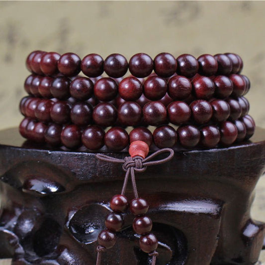 African Sandalwood Prayer Bead Bracelet - Rudraksha Mala Jewelry