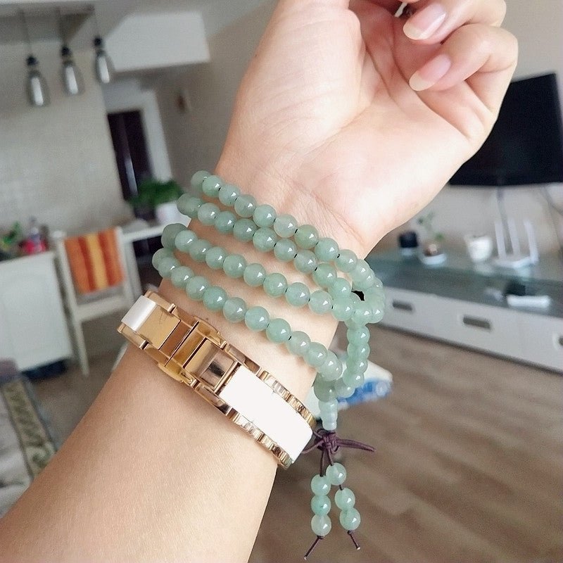 Genuine Jade Mala Bracelet - Rudraksha Mala Jewelry
