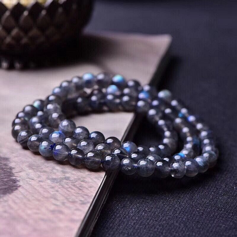 Genuine Natural Moonstone Gemstone Bracelet - Rudraksha Mala Jewelry