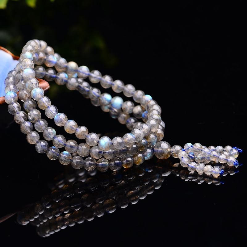 Genuine Natural Moonstone Mala - Rudraksha Mala Jewelry