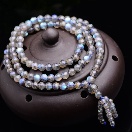 Genuine Natural Moonstone Mala - Rudraksha Mala Jewelry