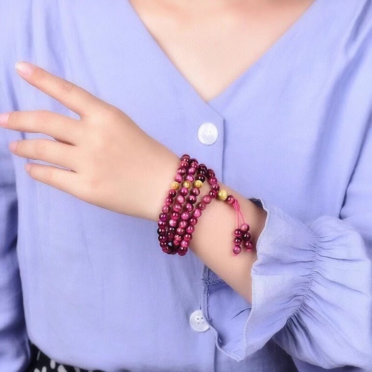 Genuine Rose Tiger Eye Mala Beads - Rudraksha Mala Jewelry