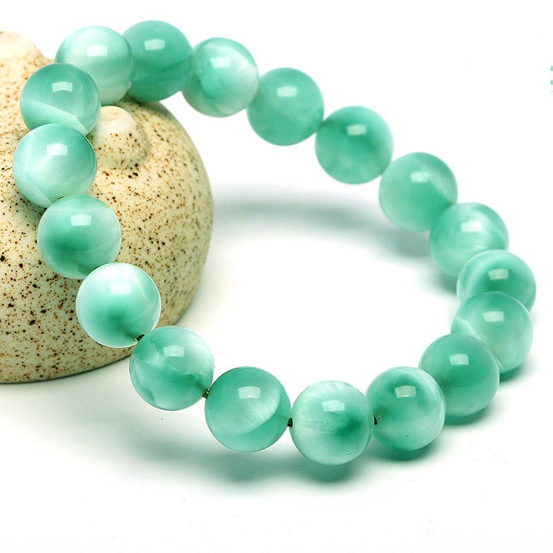 Green Calcite Bracelet - Rudraksha Mala Jewelry