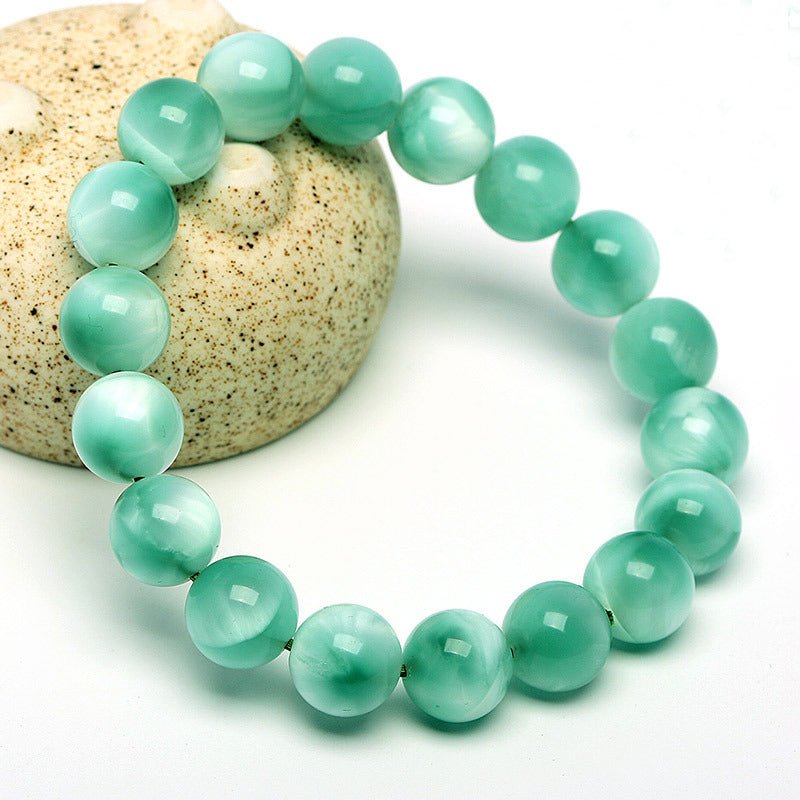 Green Calcite Bracelet - Rudraksha Mala Jewelry