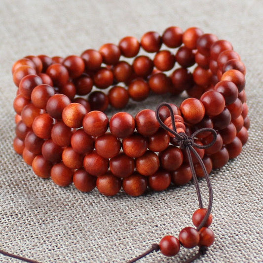 Indonesian Agathis Alba Buddha Beads Bracelet - Rudraksha Mala Jewelry