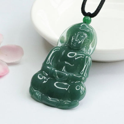 Jade Buddha Necklace Charm - Rudraksha Mala Jewelry