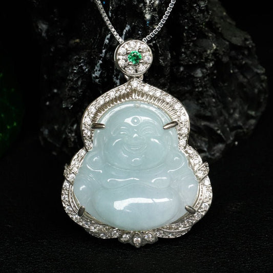 Jadeite Buddha Pendant - Rudraksha Mala Jewelry