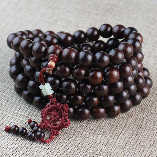 Laos Sian Rosewood 108 Mala Beads - Rudraksha Mala Jewelry