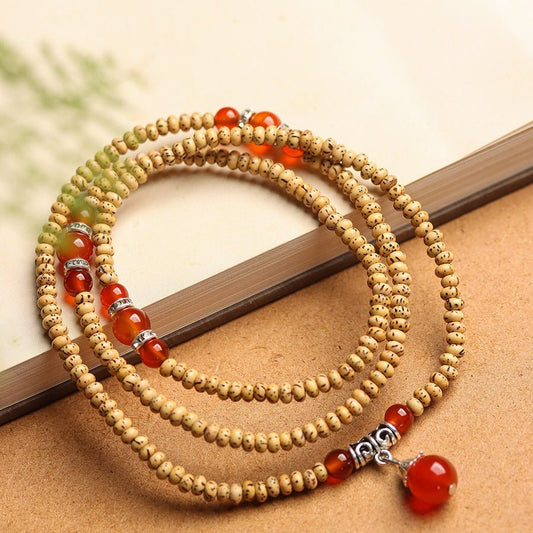 Moon And Star Bodhi Seed Bracelet - Rudraksha Mala Jewelry