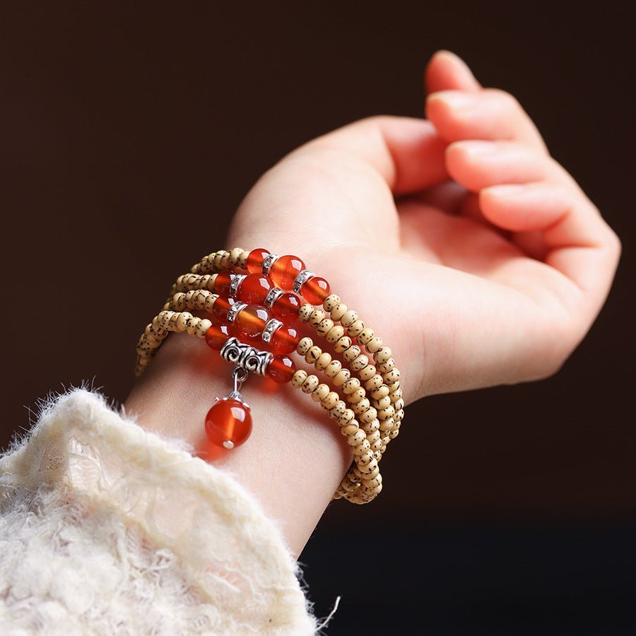 Moon And Star Bodhi Seed Bracelet - Rudraksha Mala Jewelry