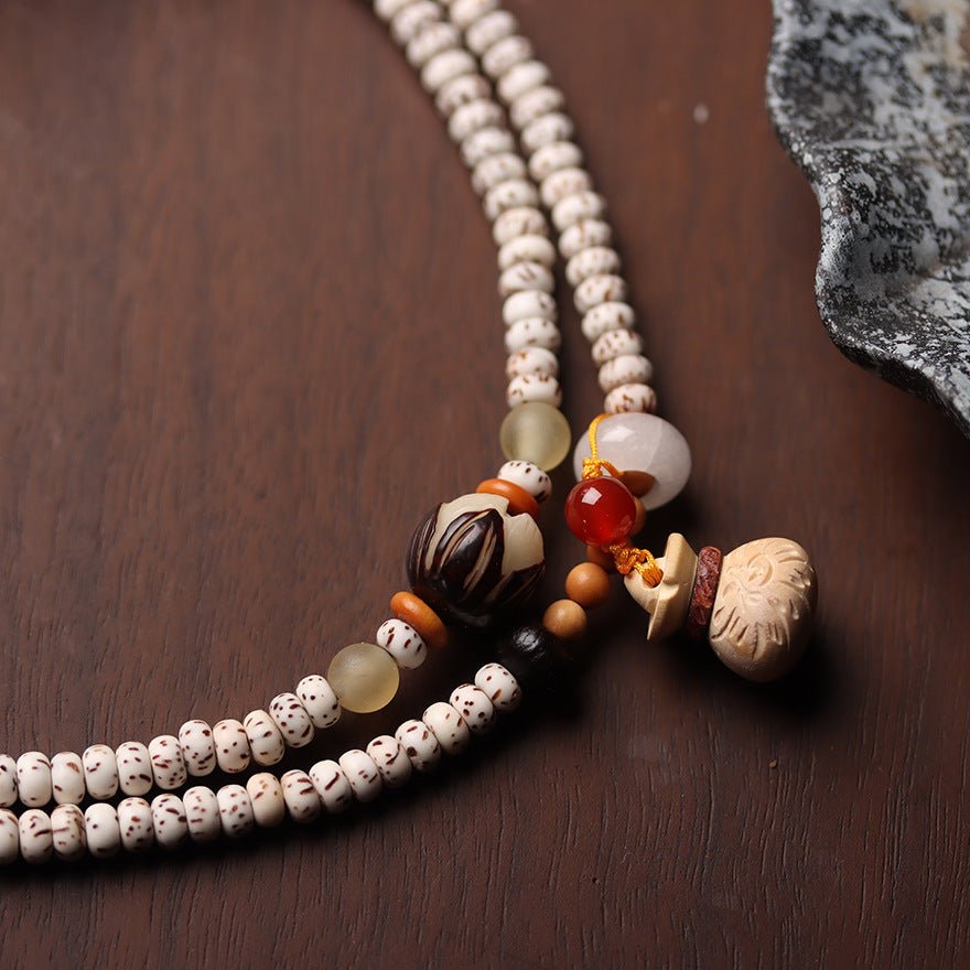Moon And Star Bodhi Seed Mala - Rudraksha Mala Jewelry