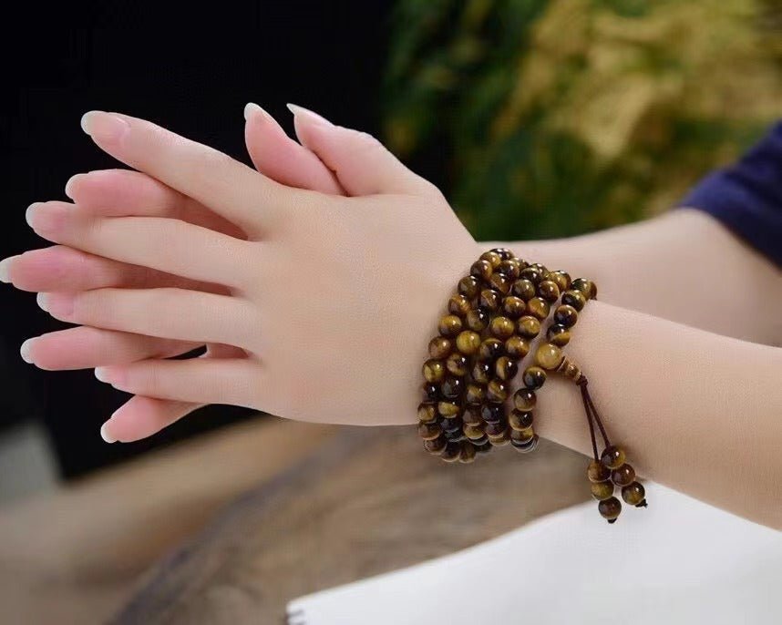 Natural Tiger Eye Mala Beads - Rudraksha Mala Jewelry