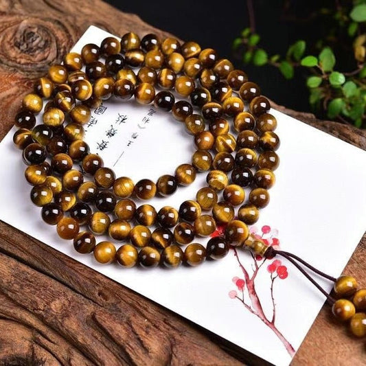 Natural Tiger Eye Mala Beads - Rudraksha Mala Jewelry