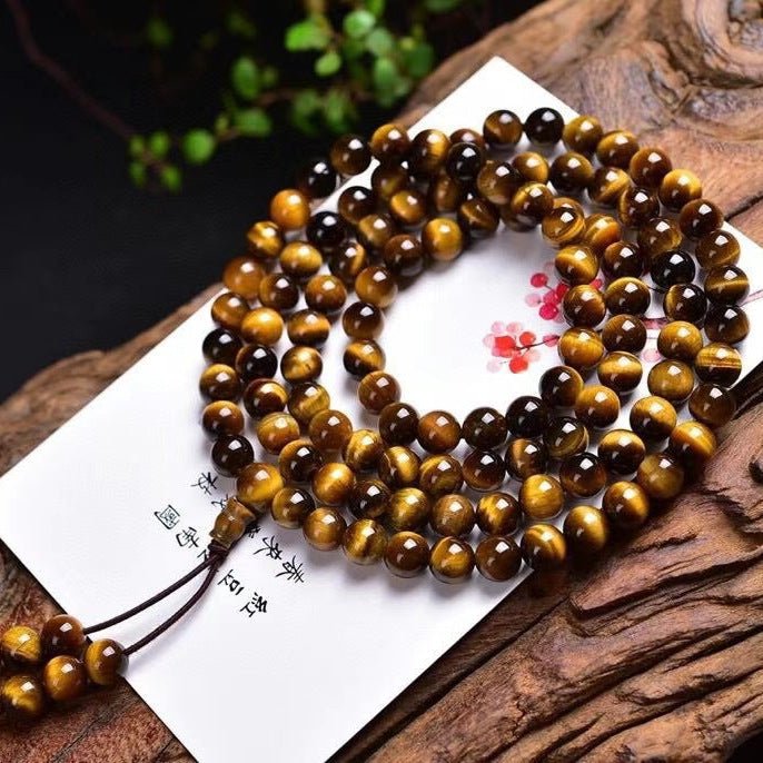 Natural Tiger Eye Mala Beads - Rudraksha Mala Jewelry