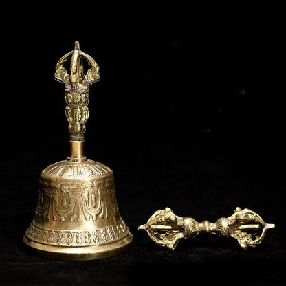 Nepal Handmade Vajra Bell And Dorje - Rudraksha Mala Jewelry