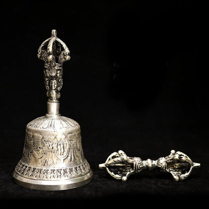 Nepal Handmade Vajra Bell And Dorje - Rudraksha Mala Jewelry