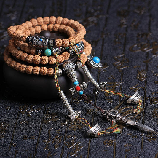 Old Tibetan Mala Beads - Rudraksha Mala Jewelry