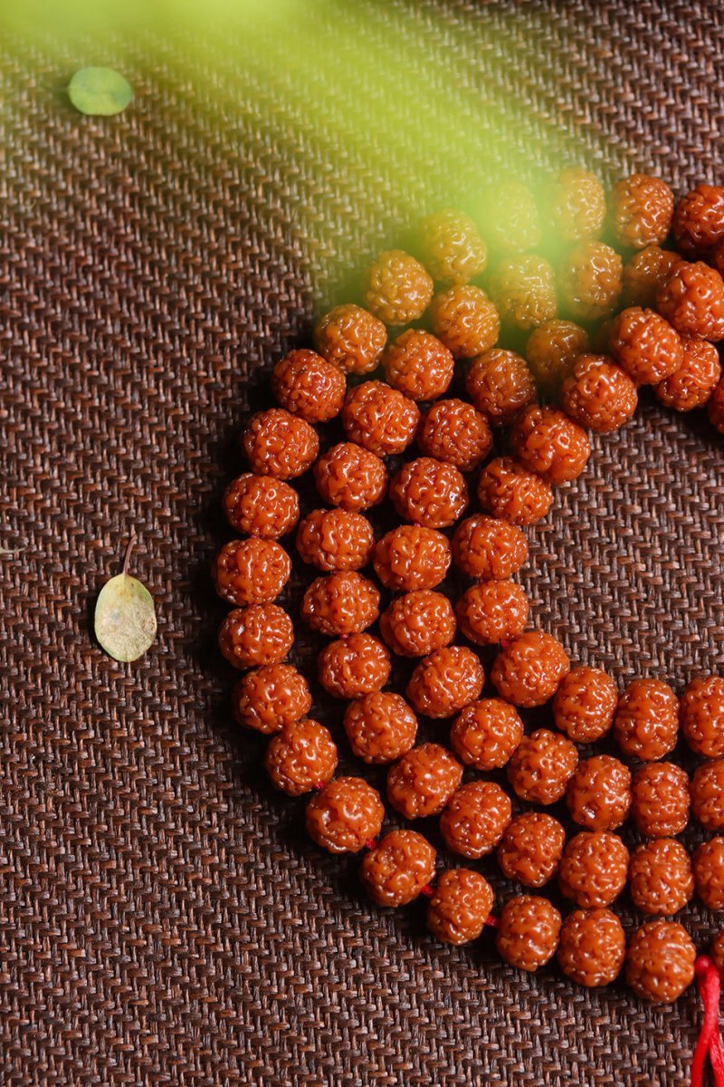 Orange Patina Buddhist Mala Beads Bracelet - Rudraksha Mala Jewelry