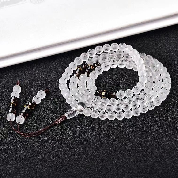 Original Spatika Mala - Genuine Natural Quartz Crystal Beads - Rudraksha Mala Jewelry