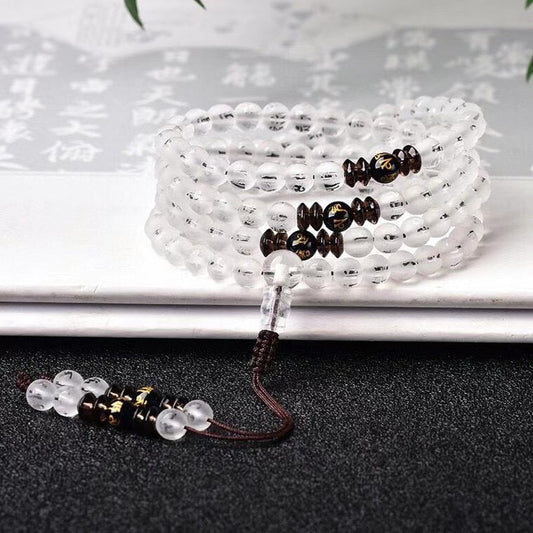 Original Spatika Mala - Genuine Natural Quartz Crystal Beads - Rudraksha Mala Jewelry