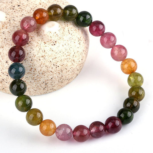 Rainbow Tourmaline Bracelet - Rudraksha Mala Jewelry