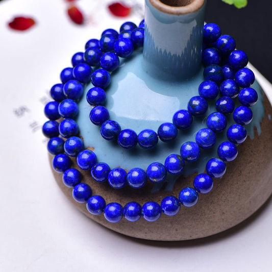 Real Afghanistan Lapis Lazuli Mala - Rudraksha Mala Jewelry