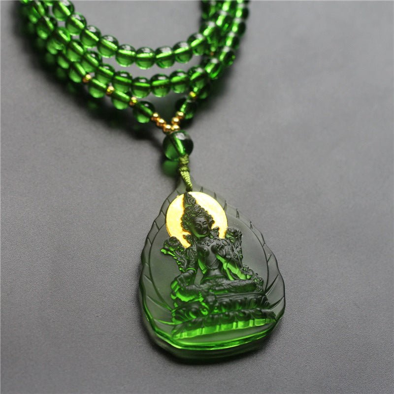 Real Colored Glaze Green Tara Pendant