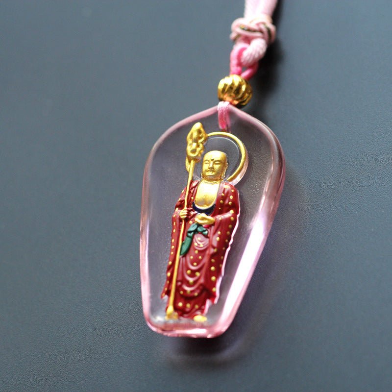 Real Colored Glaze Ksitigarbha Bodhisattva Pendant - Rudraksha Mala Jewelry