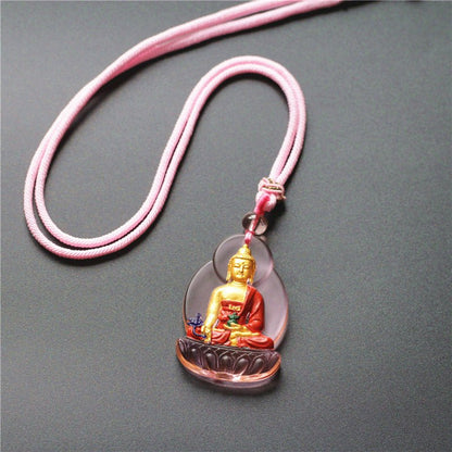 Real Colored Glaze Medicine Buddha Pendant - Rudraksha Mala Jewelry