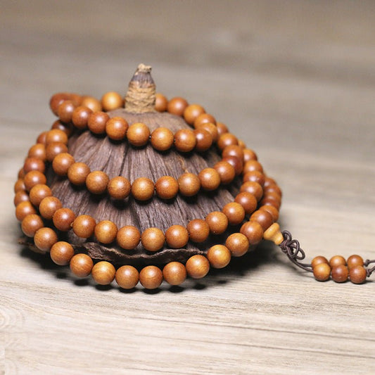 Real Indian Yellow Sandalwood Mala - Rudraksha Mala Jewelry
