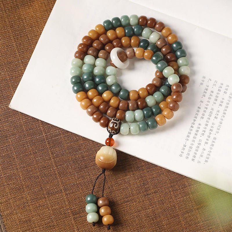 Seven Treasure Bodhi Root 108 Mala Bracelet - Rudraksha Mala Jewelry
