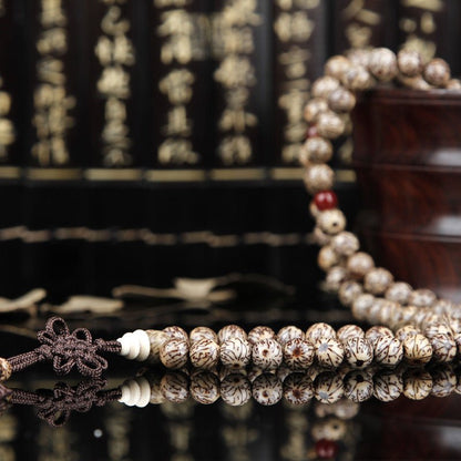 Small Gold Thread Bodhi Seed 108 Buddha Beads - Rudraksha Mala Jewelry