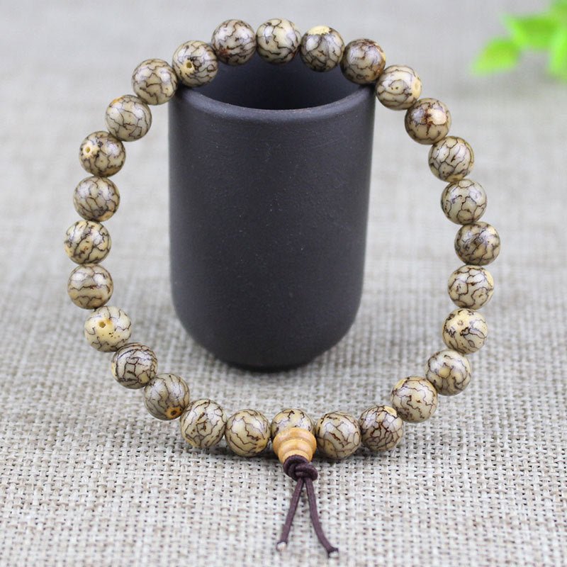 Small Silver Thread Bodhi Seed Bracelet - Rudraksha Mala Jewelry