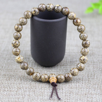 Small Silver Thread Bodhi Seed Bracelet - Rudraksha Mala Jewelry