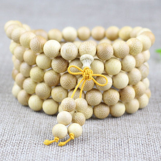 Stripe Bamboo Wooden Mala Beads - Rudraksha Mala Jewelry