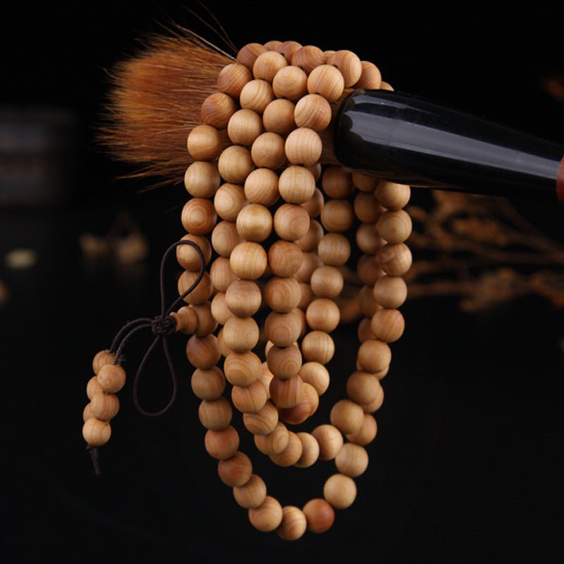 Taihang Cliff Cypress 108 Wooden Mala Beads - Rudraksha Mala Jewelry