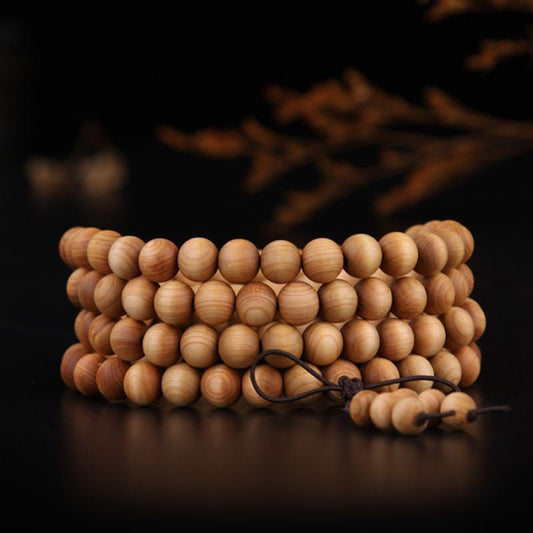 Taihang Cliff Cypress 108 Wooden Mala Beads - Rudraksha Mala Jewelry