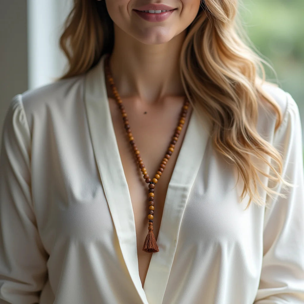 108 Bead Mala Necklace - 108 Bead Mala Necklace for Daily Focus and Mindful Living