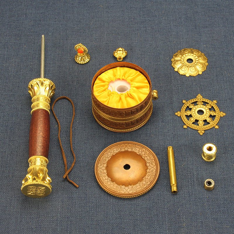 2024 New Copper Om Mani Prayer Wheel - Rudraksha Mala Jewelry
